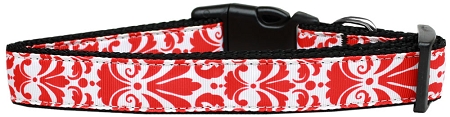 Damask Red Nylon Dog Collar SM